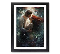 Mermaid Romanticism Framed Wall Art Print A2 Black