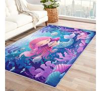 Mermaid Rugs for Girls Bedroom - Cute Mermaid Rug, Kids Sea Life Rugs for Living Room Bedroom, Washable Non Slip Soft Large Carpet, Patterned Area Rugs & Home Decor 120x170 cm