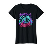 Mermaid Salty Beach Queen Powered by Waves and Wit Value Graphic T-Shirt, Women, Black, M