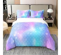 Mermaid Scale Cotton Duvet Cover Set Double Size Fish Scales Bedding Set Sea Underwater World Comforter Cover for Boys Girls Children Teens Ocean Marine Theme Bedspread Fanstry Dreamy