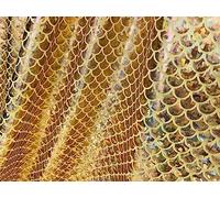 Mermaid Scale Fabric Fish Tale Foil Iridescent Stretch Spandex Material - 150cm Wide - Gold on Yellow (10cm x15cm Sample)
