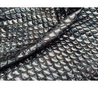 Mermaid Scale Fabric - Iridescent Fish Tail Foil Stretch Spandex Material - 150cm Wide - Shiny Metallic Costume & Craft Fabric (Black on Black, 2 Metres)