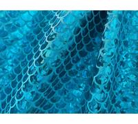 Mermaid Scale Fabric - Iridescent Fish Tail Foil Stretch Spandex Material - 150cm Wide - Shiny Metallic Costume & Craft Fabric (Aqua on Blue, 1 Metre)