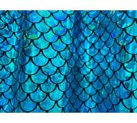 Mermaid Scale Fabric - Iridescent Fish Tail Foil Stretch Spandex Material - 150cm Wide - Shiny Metallic Costume & Craft Fabric (Blue on Black, 1 Metre)