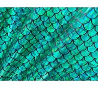 Mermaid Scale Fabric - Iridescent Fish Tail Foil Stretch Spandex Material - 150cm Wide - Shiny Metallic Costume & Craft Fabric (Green on Black, 2 Metres)