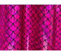 Mermaid Scale Fabric - Iridescent Fish Tail Foil Stretch Spandex Material - 150cm Wide - Shiny Metallic Costume & Craft Fabric (Pink on Black, 1 Metre)