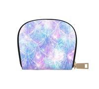 Mermaid Scale Print Coin Purse Wallet,Cute Leather Credit Card Holder Zipper Mini Pouch Change Purses