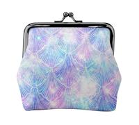 Mermaid Scale Print Print Coin Purse for Men Women Leather Kiss Lock Small Pouch Coin Wallet