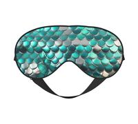 Mermaid Scale Print Silk Sleep Mask with Adjustable Buckle Stylish Eye Mask for Women Travel Nap Shift Work Office