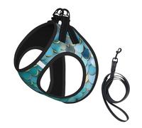 Mermaid Scale Print Small Dog Harness with Leash Set, No Escape Easy Walk Puppy Harnesses for Training Walking