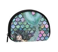 Mermaid Scale Printed Coin Purse for Women Cute Small Change Wallet Mini Coin Purses Pouch with Zipper