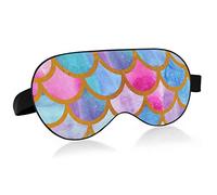 Mermaid Scale Wave Sleep Mask Blindfold Blackout Cooling Funny Eye Mask for Sleeping with Elastic Strip for Women Man Colorful