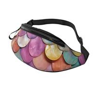 Mermaid scales background Fanny Pack for Men Women, Waterproof Sports Waist Bag Fashion Belt Bag Crossbody Bags Hip Bum Bag with Adjustable Strap Large Sling Bag Purse for Travel Hiking