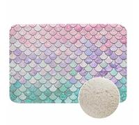 Mermaid Scales Bathroom Mat Rugs Gradient Purple Pink Green Ocean Microfiber Faux Cashmere Thick Plush Bath Mat Non-Slip Water Absorbent Bath Carpet for Bathtub Bathroom Floor Tub 20 x 30 Inch