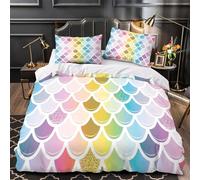 Mermaid Scales Comforter Cover 3D Design Printed Premium 3 Pcs Bedding Set Zipper colorful Pattern Design Duvet Cover Super Soft Breathable for Kids Girls Boys Adults Women Teens King（220x240cm）