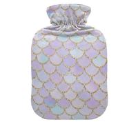 Mermaid Scales Pastel Purple Hot Water Bottle with Velvet Cover Hot Water Bag for Neck, Shoulder and Menstrual Cramps Small