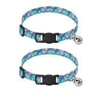 Mermaid Scales Watercolor Kitten Collar 2 Pack Pet Collars for Cats Adjustable Length 10.6" to 17.1"
