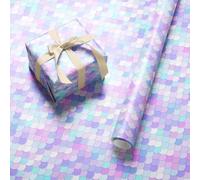 Mermaid Scales Wrapping Paper Roll - Wide 59.4cm x 3.6m Pastel Ocean Gift Wrap for Birthday, Baby Shower, Under The Sea Party, Girls, Kids, Women and Mermaid Lovers