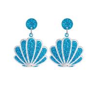 Mermaid Sea Shell Dangle Earrings Ocean Beach Drop Earrings Sparkling Sequin Charm Jewelry for Women Coastal Vacation Summer Cruise Party Outfits, M, Acrylic, No Gemstone