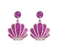 Mermaid Sea Shell Dangle Earrings Ocean Beach Drop Earrings Sparkling Sequin Charm Jewelry for Women Coastal Vacation Summer Cruise Party Outfits, M, Acrylic, No Gemstone