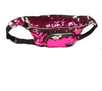 Mermaid Sequin Waist Pack - Reversible Sparkle Crossbody Bag for Sports, Outdoor, Travel (25x15cm), rose red, Fashion