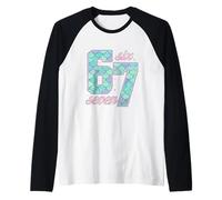 Mermaid Shed Pattern 67 Six Seven Cute Meme Trend Girls Raglan Baseball Tee