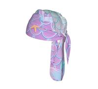 Mermaid Silhouettes Pastel Scales Printed Quick Drying Cycling Cap, Breathable Mesh Bandana Helmet Liner, for Running Fishing
