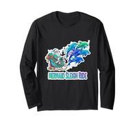 Mermaid Sleigh Ride Santa Dolphins Ocean Christmas Coastal Long Sleeve T-Shirt