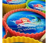 Mermaid Splash - 20 x 5cm Personalised Edible Cupcake Toppers on Premium Icing