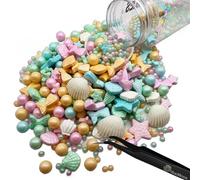 Mermaid Sprinkles | Mermaid Cupcake Sprinkles | Cookie Sprinkles | Christmas Cookie Decorations | Kosher Certified | Colorful Little Mermaid Candy 3.5 OZ with 1 Pair of Tweezers