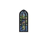 Mermaid Stained Glass Style Enamel Pin Badge, Gothic Window Design, Blue and Green