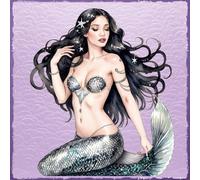 MERMAID STAR MERMAIA * SQUARE DREAM JOURNAL DIARY NOTEBOOK SKETCH JUNK BOOK Purple Shimmery Silver Bejeweled Scale Fashion Watercolor Coastal Ocean ... SUPPLY Holiday Basket Stocking Stuffer