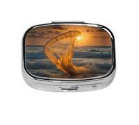 Mermaid Tail 1 Print Square Metal Pill Box Decorative Pill Case - Carry Your Meds in Style (Rectangular)
