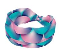 Mermaid Tail Background Wide Headband, Headbands for Women, Twist Knotted Yoga Workout Hairband, Soft Elastic Headwrap, Fashion Hair Accessories