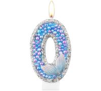 Mermaid Tail Birthday Candle, Purple Blue Pearl Flashing Number 0 Candle, Mermaid Theme Birthday Cake Decoration, Birthday Candle Supplies for Girls and Children