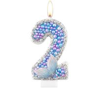 Mermaid Tail Birthday Candle, Purple Blue Pearl Flashing Number 2 Candle, Mermaid Theme Birthday Cake Decoration, Birthday Candle Supplies for Girls and Children