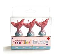 Mermaid Tail Birthday Candles, 3-Pack Handmade Wax Craft, Blue & Purple Underwater Fantasy Glow for Ocean Party Decor, Unique Magical Gift for Little Girls Celebration.