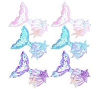 Mermaid Tail Hair Sparkling Pin Aurora Sequins Fish Tail Hairpin Crocodile Clips Hair Clip Starfish Shell Mermaid Design Hair Clips Accessories for Women and Girls-6 pcs