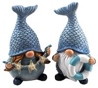 Mermaid Tail Nautical Gonks Gnomes 18cm Garden Ornament - Set of 2