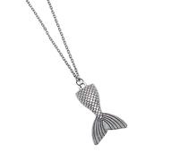 Mermaid Tail Necklace Fantasy Mythical Creature Chain Cute Sea Fish Ocean Gift Silver Accessory Jewellery Beach Aquatic Marine Magic Magical
