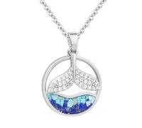 Mermaid Tail Pendant Necklace for Women, Whale Tail Pendant Beach Nature Jewelry, Turquoise Sodalite Ocean Themed Jewelry, Silver-Tone Gold-Tone Dolphin Mermaid Tail Necklace for Mom Wife friend, S