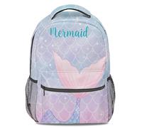 Mermaid Tail Pink Print Backpack, Kids Fantasy Cartoon Bookbag, Starlight Gradient School Backpack, Cute Girls Travel Daypack, 16 inch (print 3)