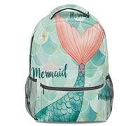 Mermaid Tail Pink Print Backpack, Kids Fantasy Cartoon Bookbag, Starlight Gradient School Backpack, Cute Girls Travel Daypack, 16 inch (print 2)