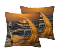 Mermaid Tail Print Pack Of 2 Couch Throw Pillow Covers, Decorative Linen Pillow Covers,For Sofa Bed Living Room