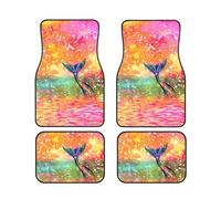 Mermaid Tail Print Vehicle Accessories Foot Mat Set 4 Pieces Floor Mats Protection Vans Sedans Trucks