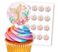 Mermaid Tail Under The Sea Pink, 16 Wafer Cupcake Stand-Up Toppers