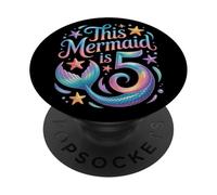 Mermaid Tale Birthday This Mermaid Is 5 Party PopSockets Adhesive PopGrip