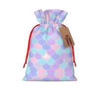 Mermaid tattoo Christmas Gift Bags, Festive Gift Wrapping Bags, Cute Burlap Candy Bags, for Merry Celebrations Party