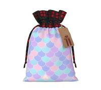 Mermaid tattoo Christmas Tree Hanging Gift Bags Jute Drawstring Sacks with, Eco-Friendly Festive Decor & Small Present Bag for Xmas Tree