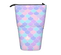 Mermaid Tattoo Expandable Stand Pencil Pouch, Multi-Design Oxford Fabric, Adjustable Height, Multi-Use Cosmetic Bag